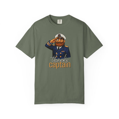 Captain Obvious Salute T-Shirt — "Thanks, Captain" Nautical Crew Tee