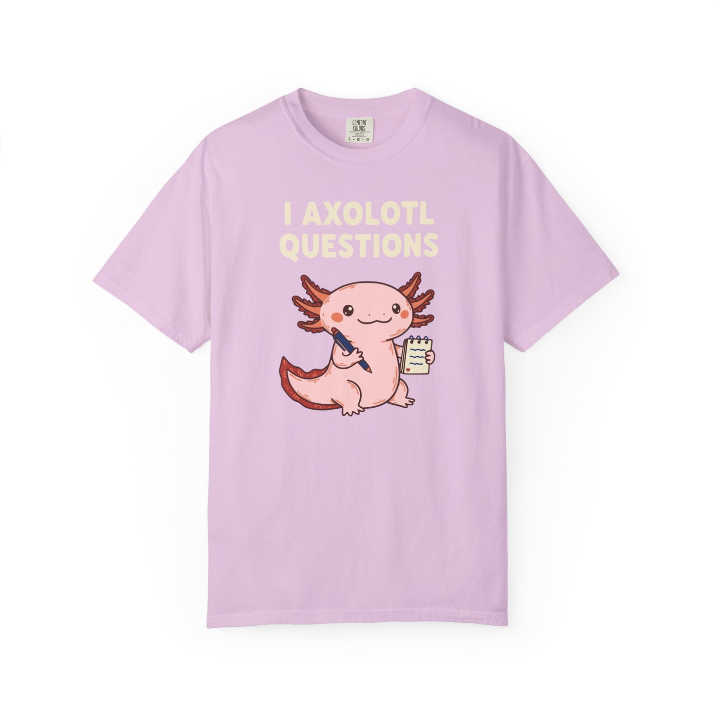 "I Axolotl Questions" T-Shirt — Cute Cartoon Reporter Student Graphic Tee