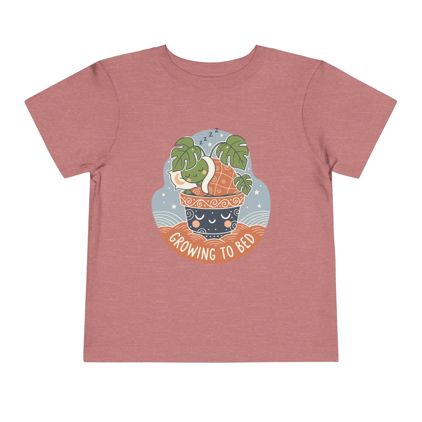 "Growing To Bed" Toddler Tee — Cute Sleeping Plant Pot Graphic