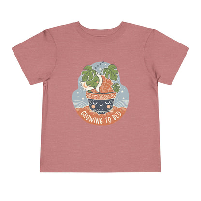 "Growing To Bed" Toddler Tee — Cute Sleeping Plant Pot Graphic