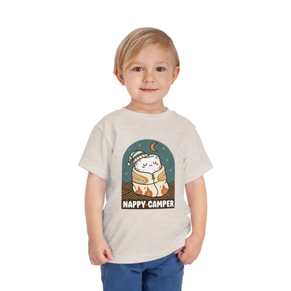 "Nappy Camper" Toddler Tee — Cute Sleeping Camper Graphic Shirt