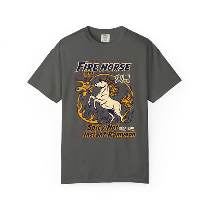 'Fire Horse' Spicy Hot Instant Ramyeon T-Shirt — Retro Lunar New Year Graphic Tee