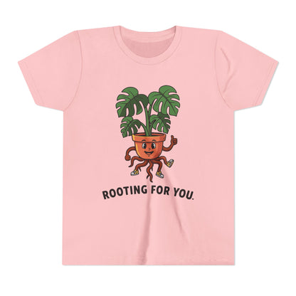 "Rooting For You" Youth Tee — Cute Plant Pot Support Graphic T-Shirt
