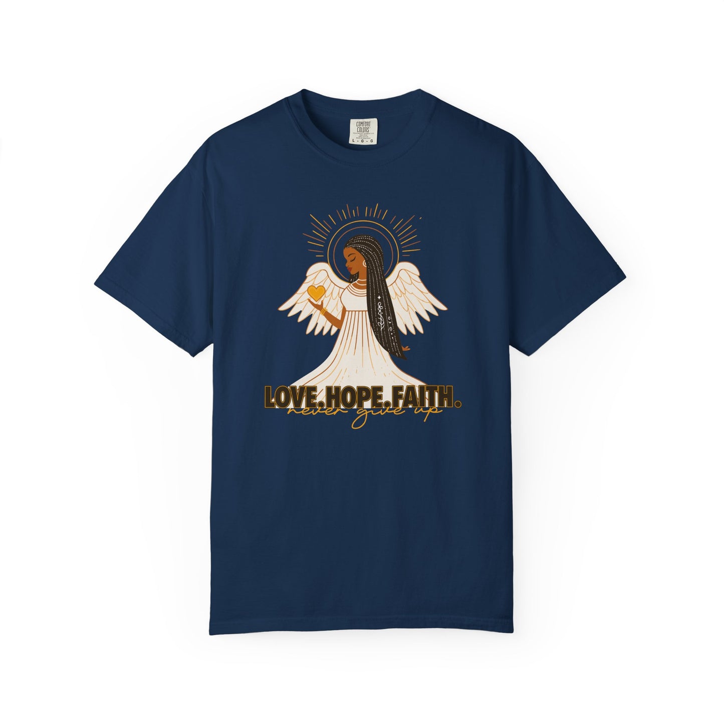 "Love.Hope.Faith. Never give up" T-Shirt - Perseverence Angel Graphic Tee