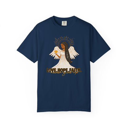 "Love.Hope.Faith. Never give up" T-Shirt - Perseverence Angel Graphic Tee