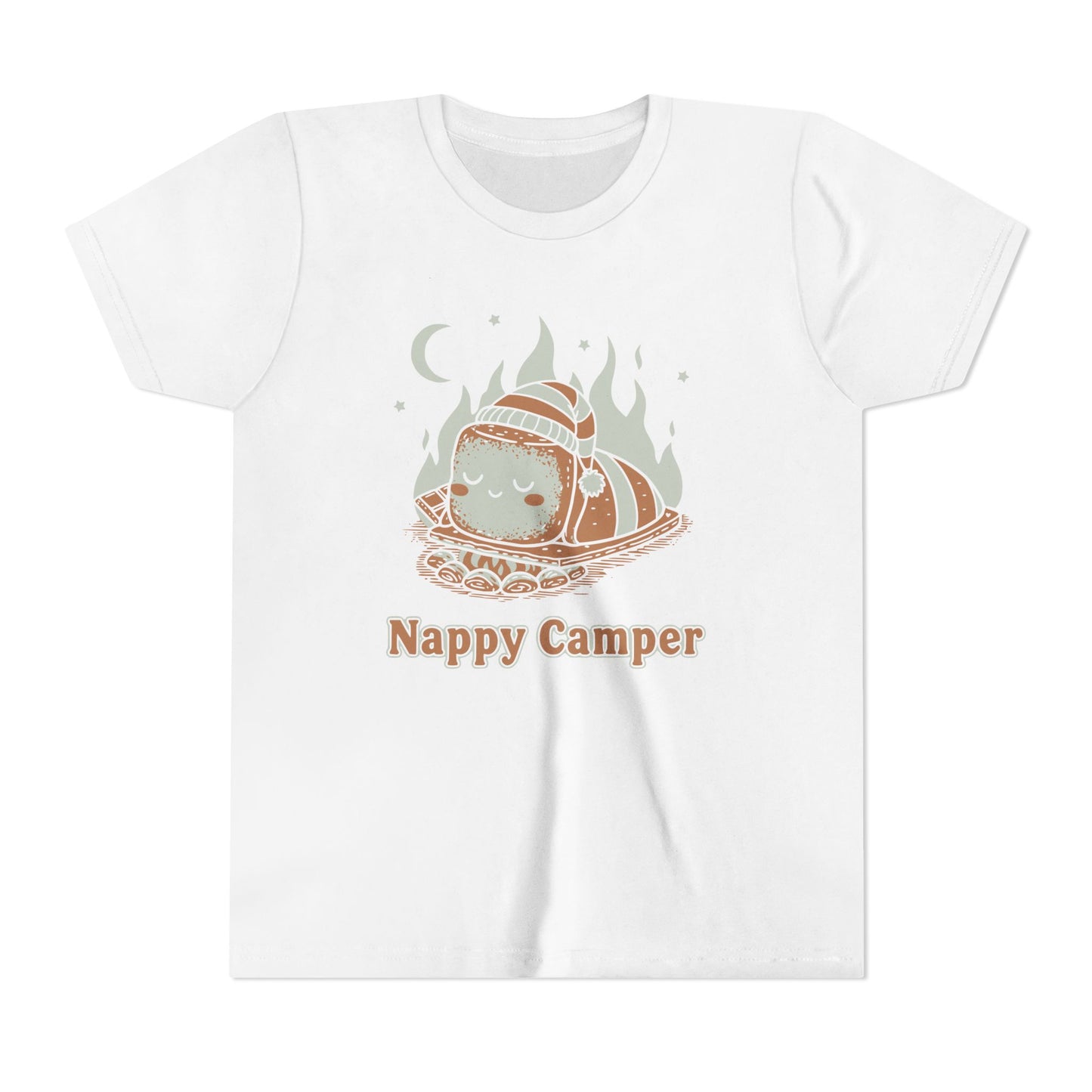 "Nappy Camper" Youth Tee — Cute Sleeping Marshmallow Camping T-Shirt