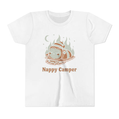 "Nappy Camper" Youth Tee — Cute Sleeping Marshmallow Camping T-Shirt