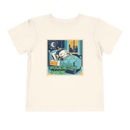 "Powered by Naps" Toddler Tee — Cute Sleepy Robot Android Graphic T-Shirt