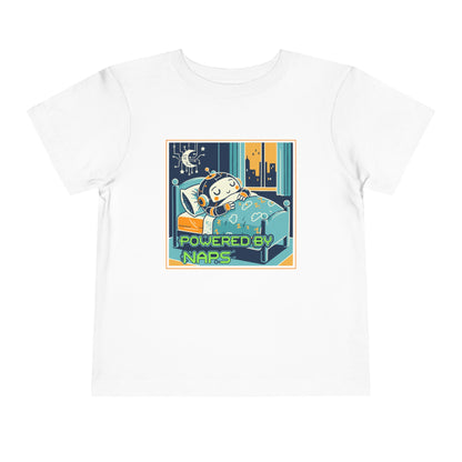 "Powered by Naps" Toddler Tee — Cute Sleepy Robot Android Graphic T-Shirt