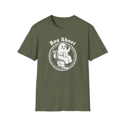 Boo Sheet T-Shirt — Funny Ghost on Toilet Halloween Tee
