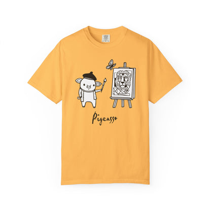 "Pigcasso" Pigment T-Shirt — Cute Pig Artist Illustration Painter Tee