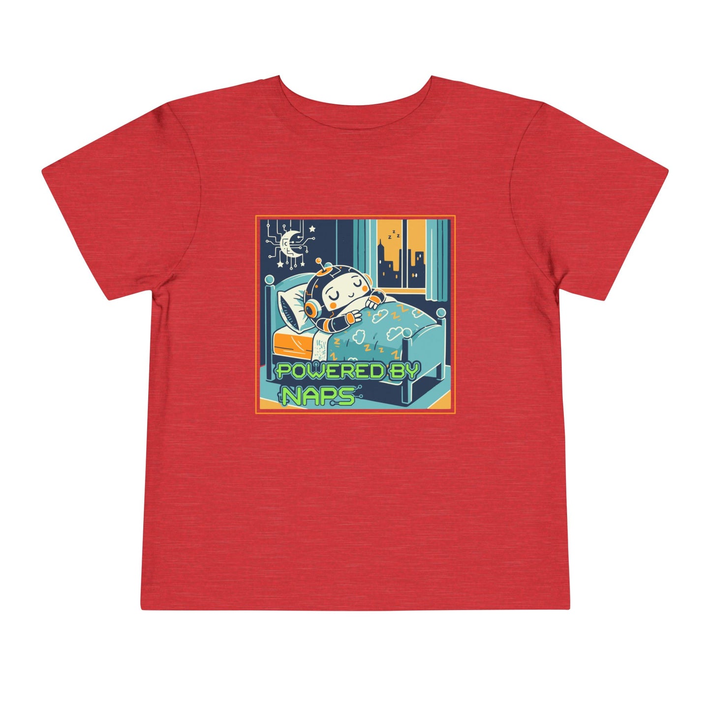 "Powered by Naps" Toddler Tee — Cute Sleepy Robot Android Graphic T-Shirt