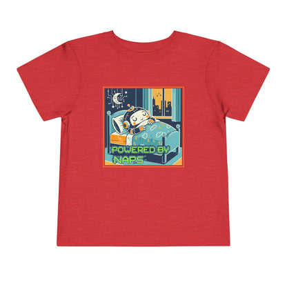 "Powered by Naps" Toddler Tee — Cute Sleepy Robot Android Graphic T-Shirt