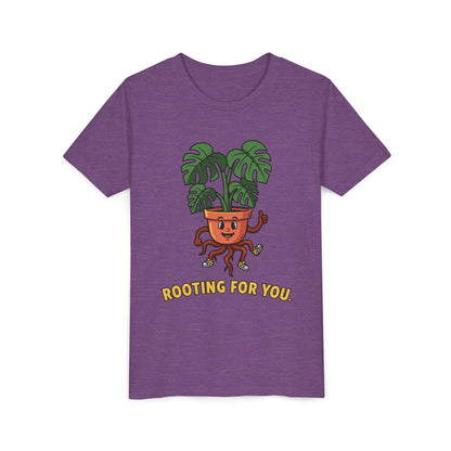 "Rooting For You" Youth Tee — Cute Plant Pot Support Graphic T-Shirt