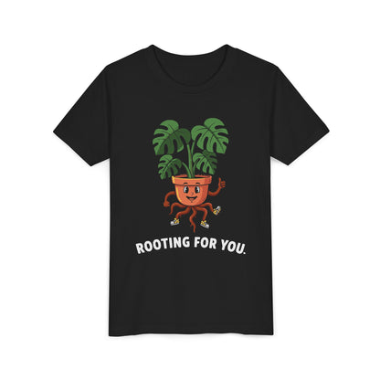 "Rooting For You" Youth Tee — Cute Plant Pot Support Graphic T-Shirt