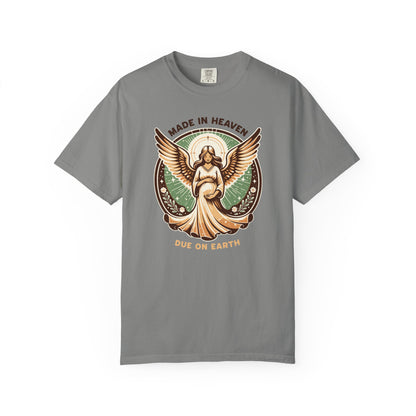"Made in Heaven, Due on Earth" Angel Graphic T-Shirt — Vintage Expecting Mother Tee