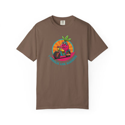 “Wheelie Like Radishes” T-Shirt —  Retro Radish Lover Vegan Cycling Graphic Tee