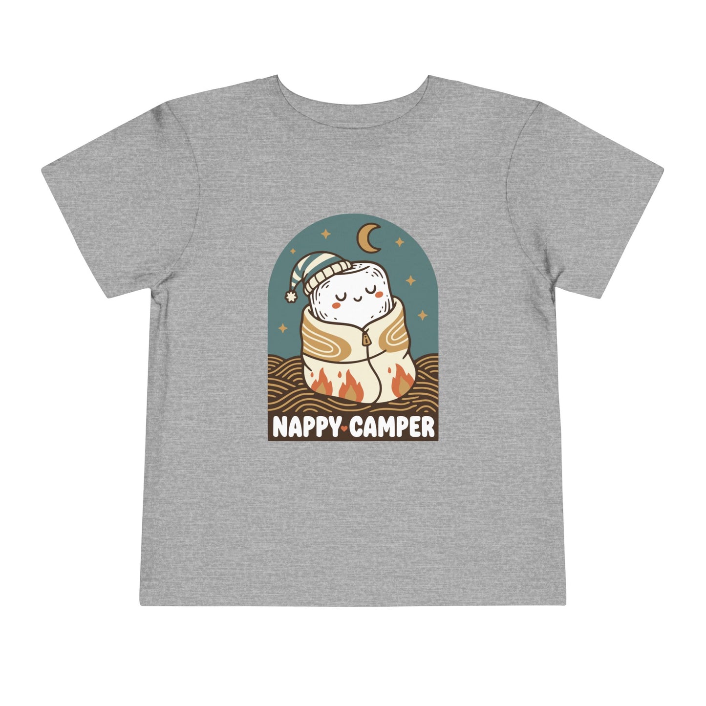 "Nappy Camper" Toddler Tee — Cute Sleeping Camper Graphic Shirt