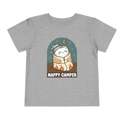 "Nappy Camper" Toddler Tee — Cute Sleeping Camper Graphic Shirt