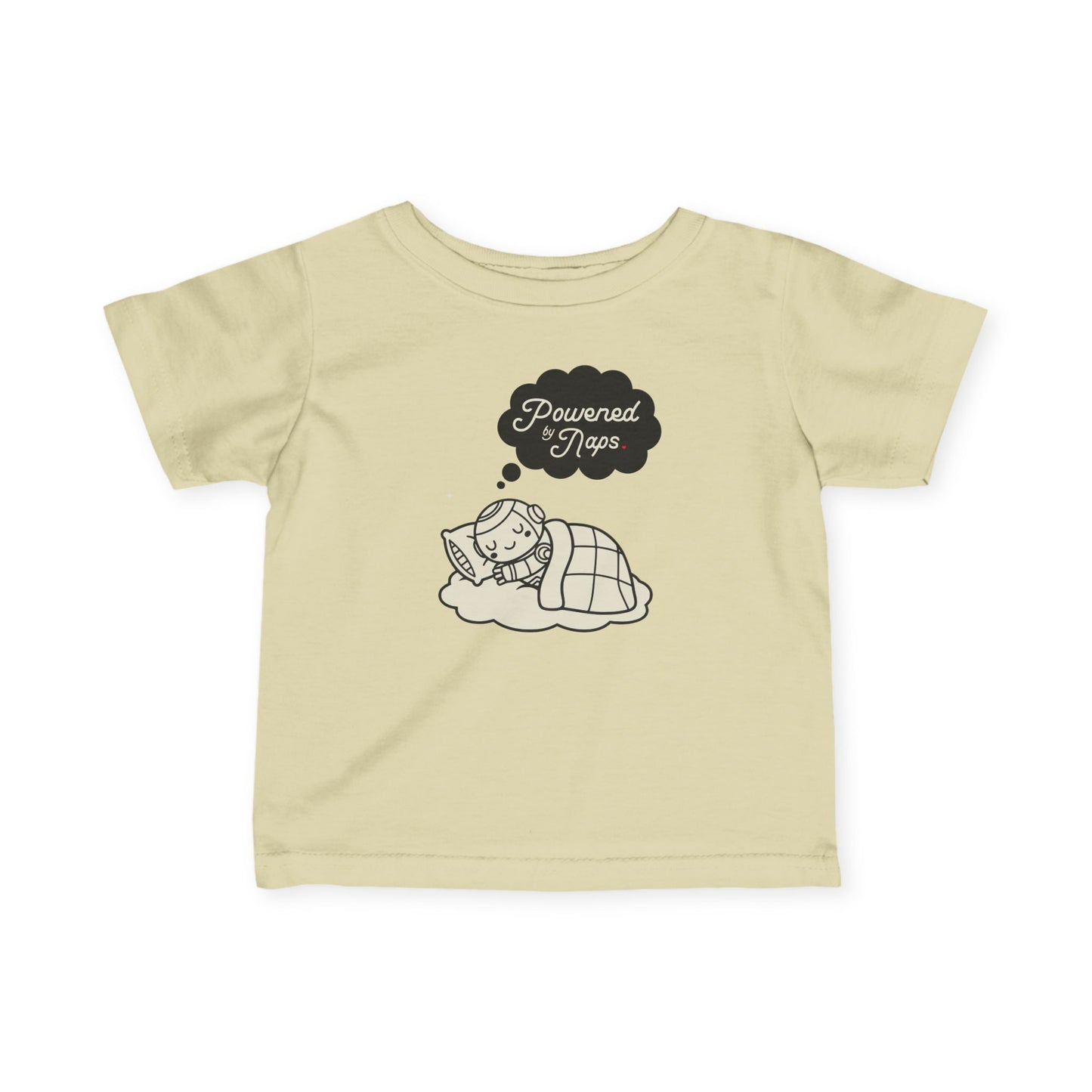 "Powered by Naps" Infant Tee — Cute Sleeping Recharging Baby Robot Android Graphic