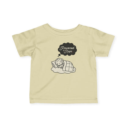 "Powered by Naps" Infant Tee — Cute Sleeping Recharging Baby Robot Android Graphic