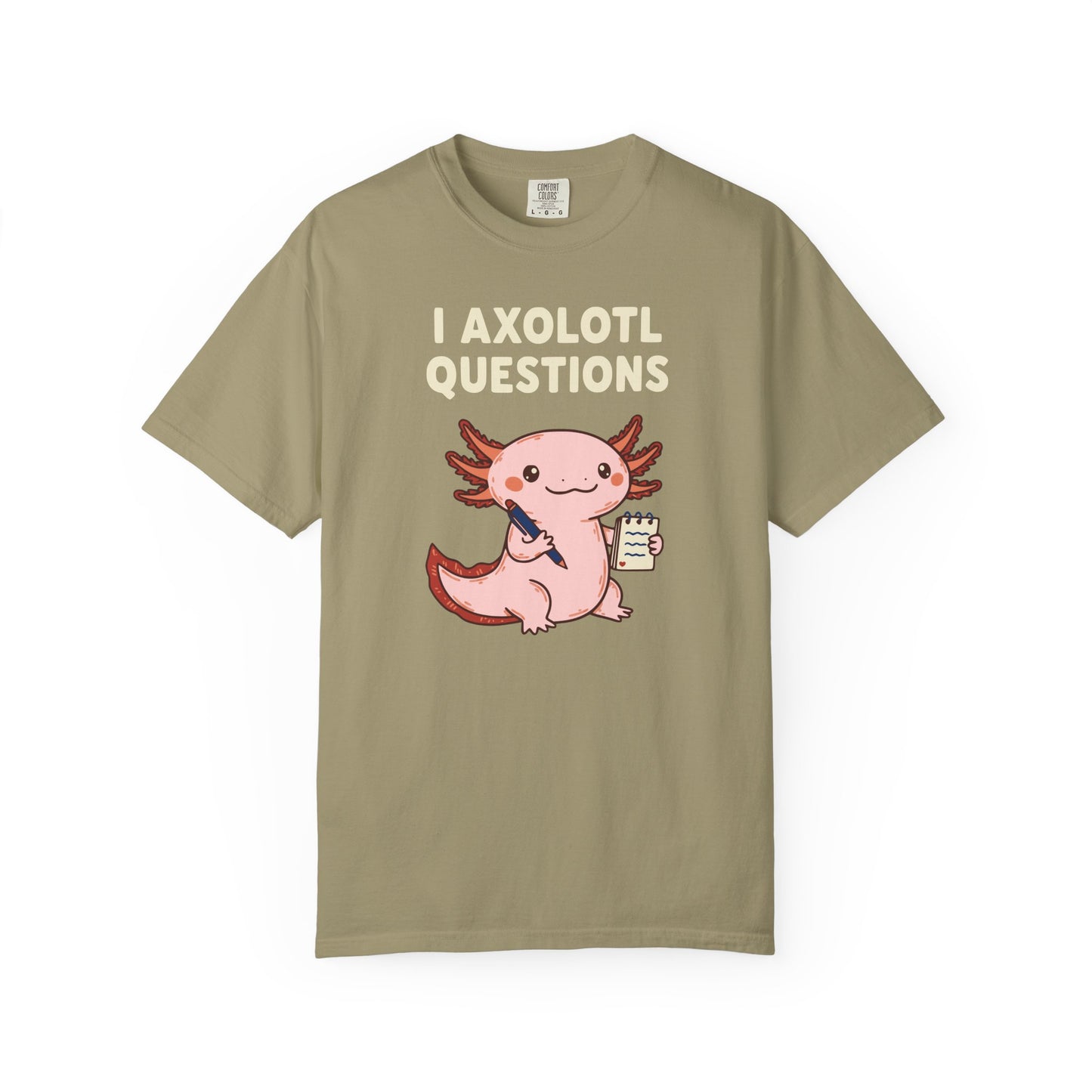 "I Axolotl Questions" T-Shirt — Cute Cartoon Reporter Student Graphic Tee