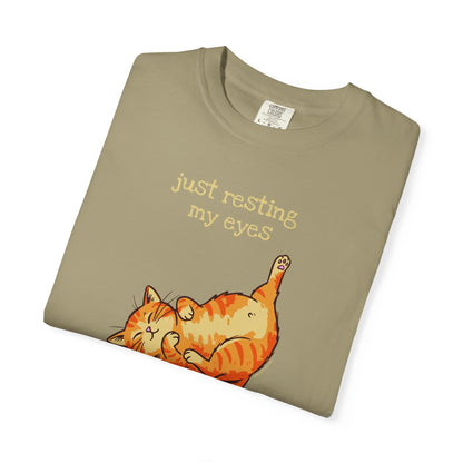 "Just Resting My Eyes" T-Shirt — Awkward Cat Nap Graphic Tee