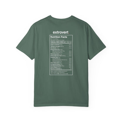 Extrovert T-Shirt — "Extrovert" Front + Nutrition Facts Back Graphic Tee