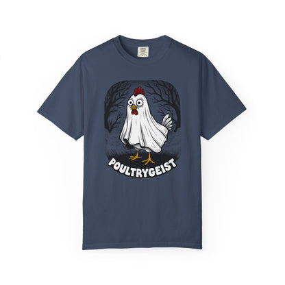 Poultrygeist T-Shirt — Funny Ghost Chicken Halloween Tee