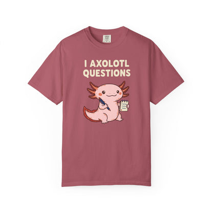 "I Axolotl Questions" T-Shirt — Cute Cartoon Reporter Student Graphic Tee