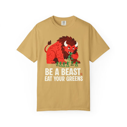 "Be a Beast. Eat Your Greens" T-shirt — Healthy Monster Eating Toy Soldiers Graphic Tee