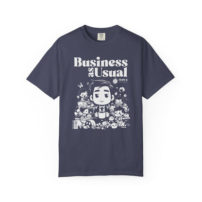 "Business as Usual" T-Shirt — Cute Chibi Office Worker Graphic Tee