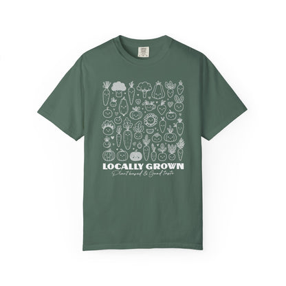 "Locally Grown: Plant Based & Good Taste" T-Shirt — Organic Vegan Farmer Garden Tee
