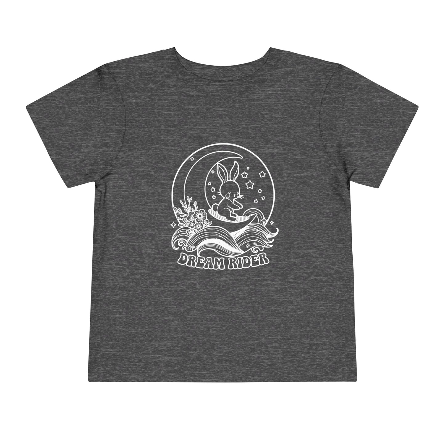 "Dream Rider" Toddler Tee — Sleepy Bunny Moon Surfer Graphic T-Shirt