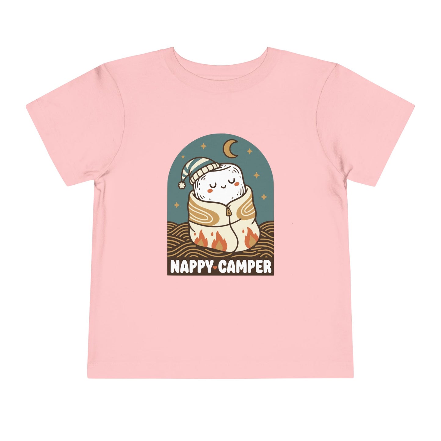 "Nappy Camper" Toddler Tee — Cute Sleeping Camper Graphic Shirt