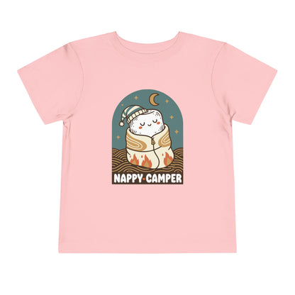 "Nappy Camper" Toddler Tee — Cute Sleeping Camper Graphic Shirt