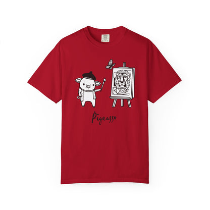 "Pigcasso" Pigment T-Shirt — Cute Pig Artist Illustration Painter Tee