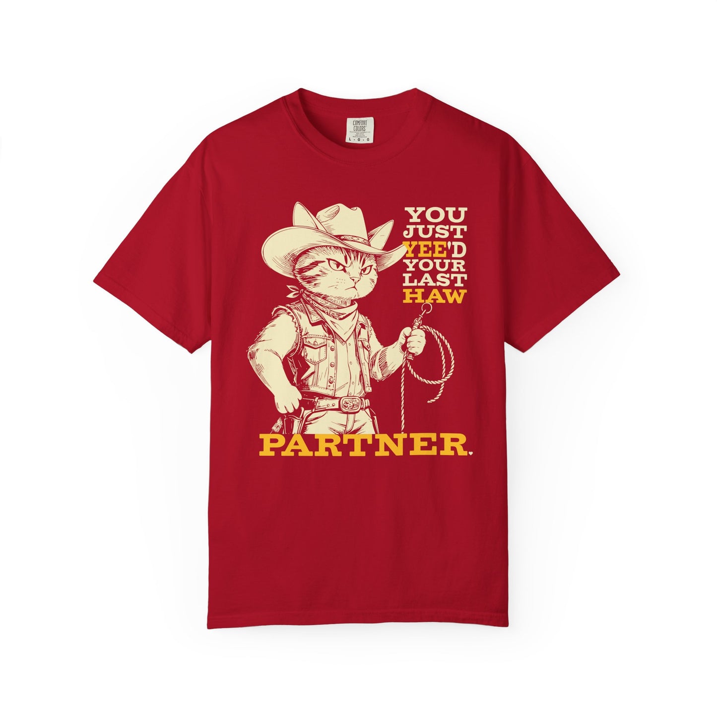 "You Just Yee'd Your Last Haw Partner" Cowboy Cat T-Shirt — Funny Vintage Western Graphic Tee