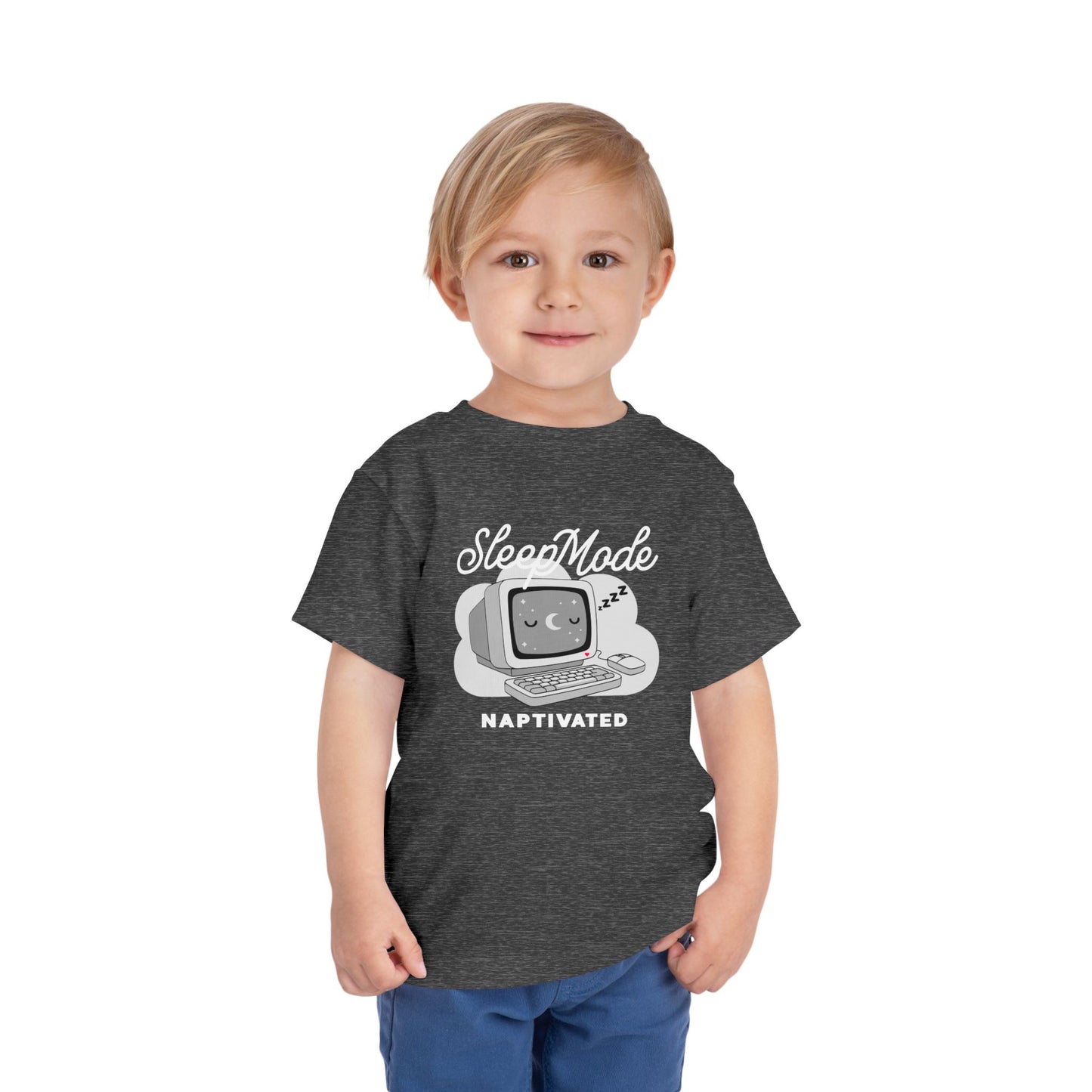 "Sleep Mode Naptivated" Toddler Tee — Cute Vintage Computer Nap T-Shirt