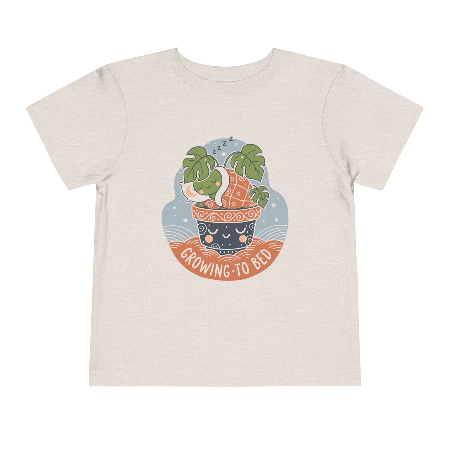 "Growing To Bed" Toddler Tee — Cute Sleeping Plant Pot Graphic