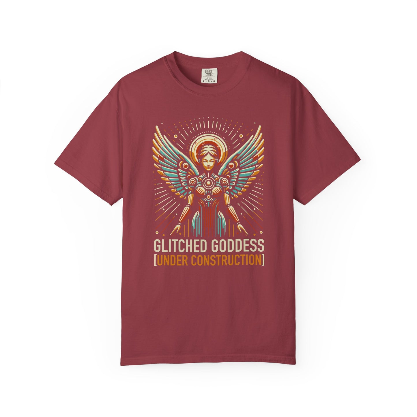 "Glitched Goddess (Under Construction)" T-Shirt — Unhinged Attitude Retro Sci‑Fi Graphic Tee