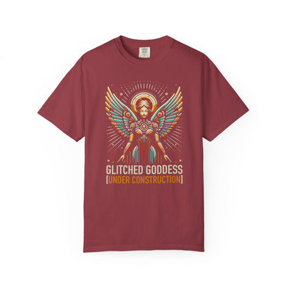 "Glitched Goddess (Under Construction)" T-Shirt — Unhinged Attitude Retro Sci‑Fi Graphic Tee