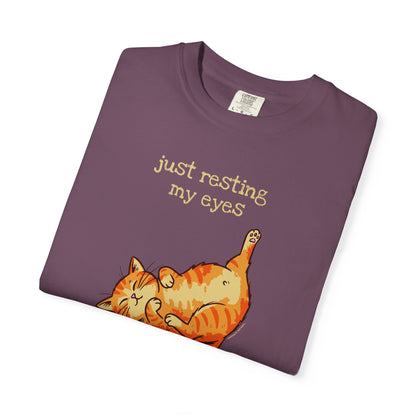 "Just Resting My Eyes" T-Shirt — Awkward Cat Nap Graphic Tee