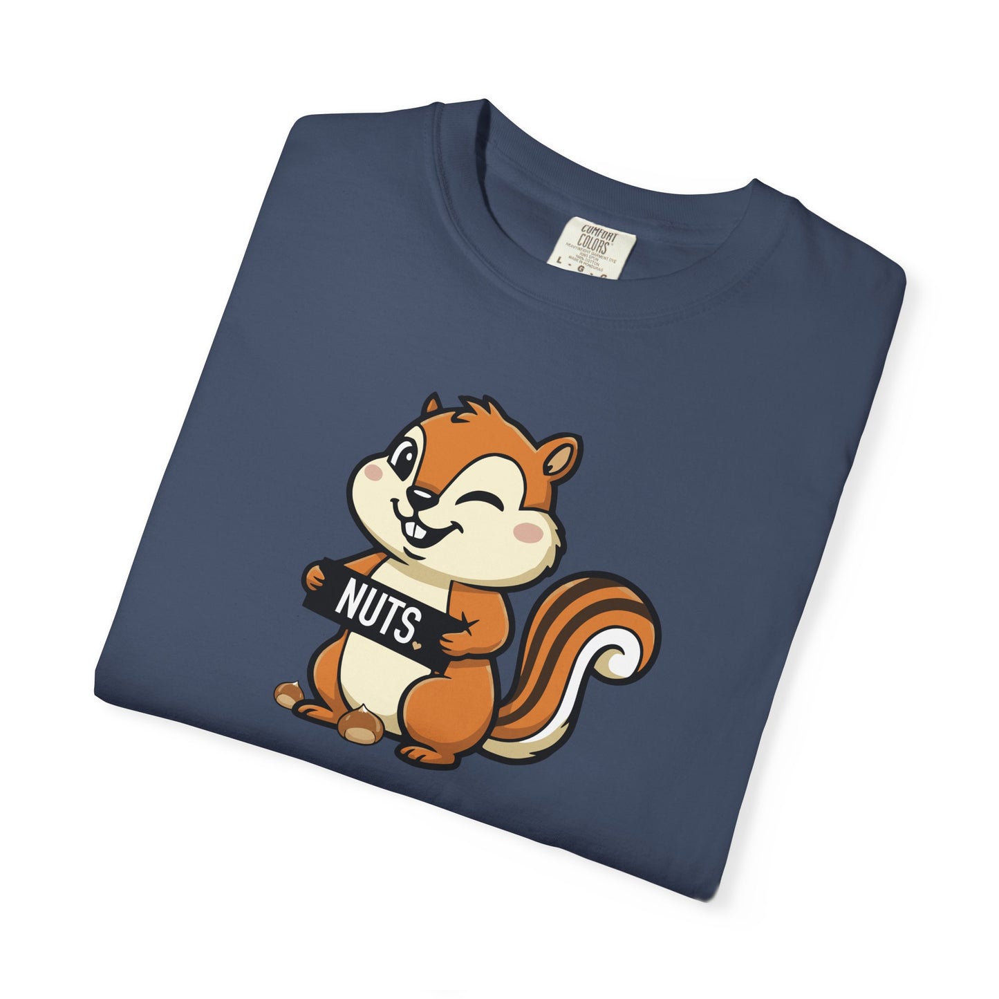 "Chestnuts: Nuts" Couples Tee - Chipmunk Holding 'NUTS' Funny Chestnut Graphic T-Shirt