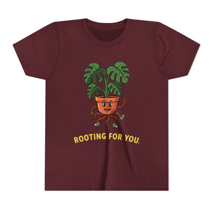 "Rooting For You" Youth Tee — Cute Plant Pot Support Graphic T-Shirt