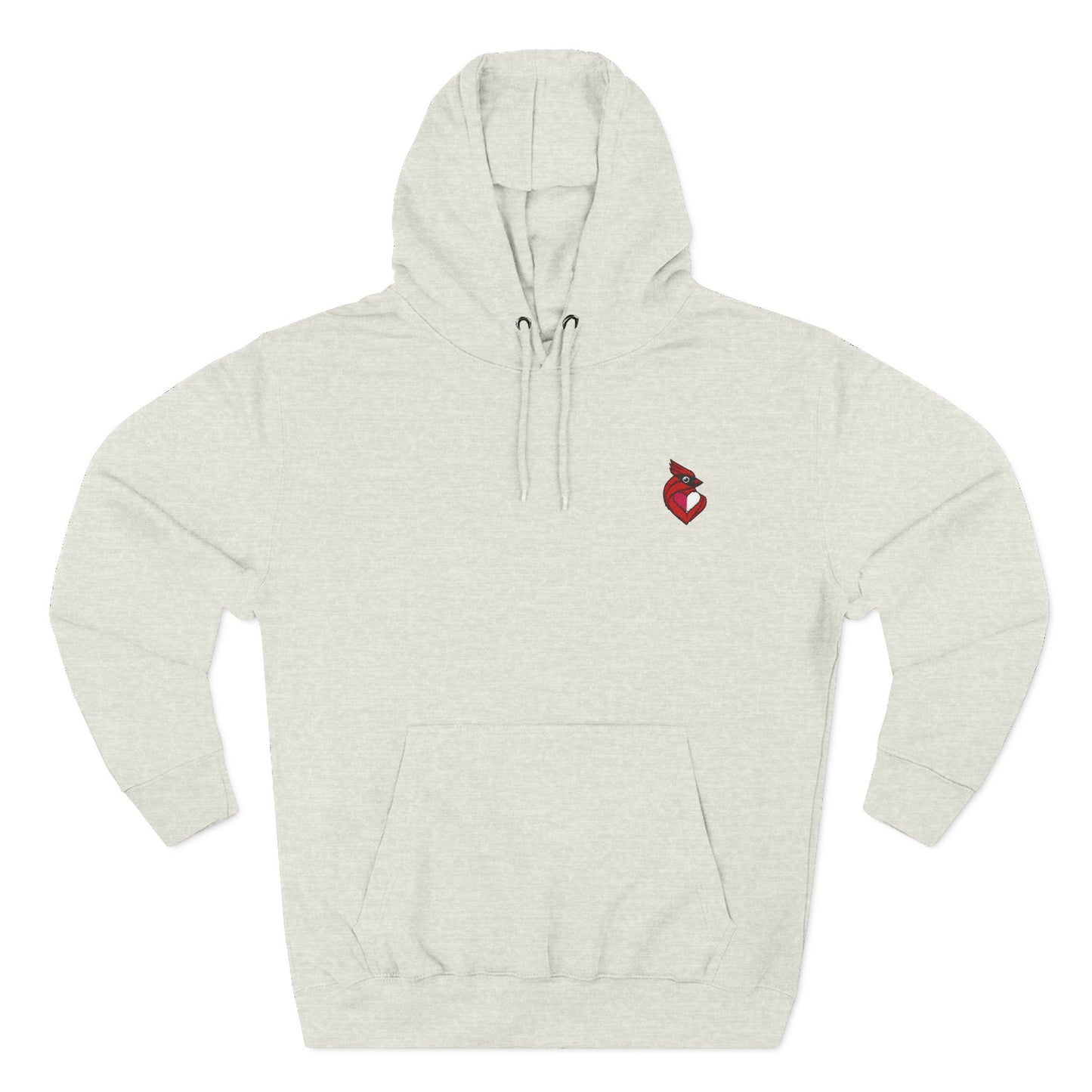 heartinal® "Snug as a Cardinal" Heart Chest Hoodie — Small Embroidered Bird Pullover