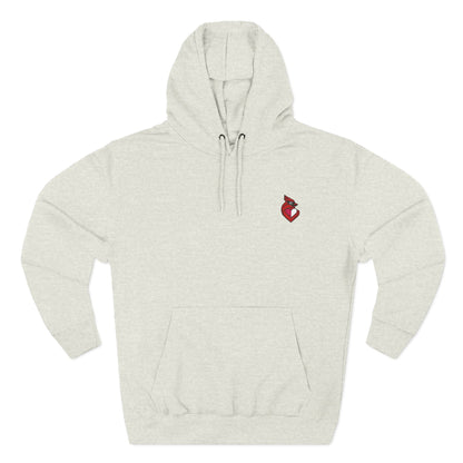 heartinal® "Snug as a Cardinal" Heart Chest Hoodie — Small Embroidered Bird Pullover