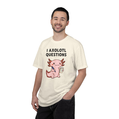 "I Axolotl Questions" T-Shirt — Cute Cartoon Reporter Student Graphic Tee