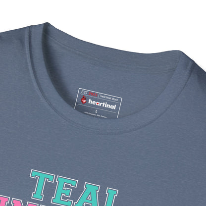 Teal Pink Blue Strong T-Shirt – Thyroid Cancer Awareness Ribbon Support Tee