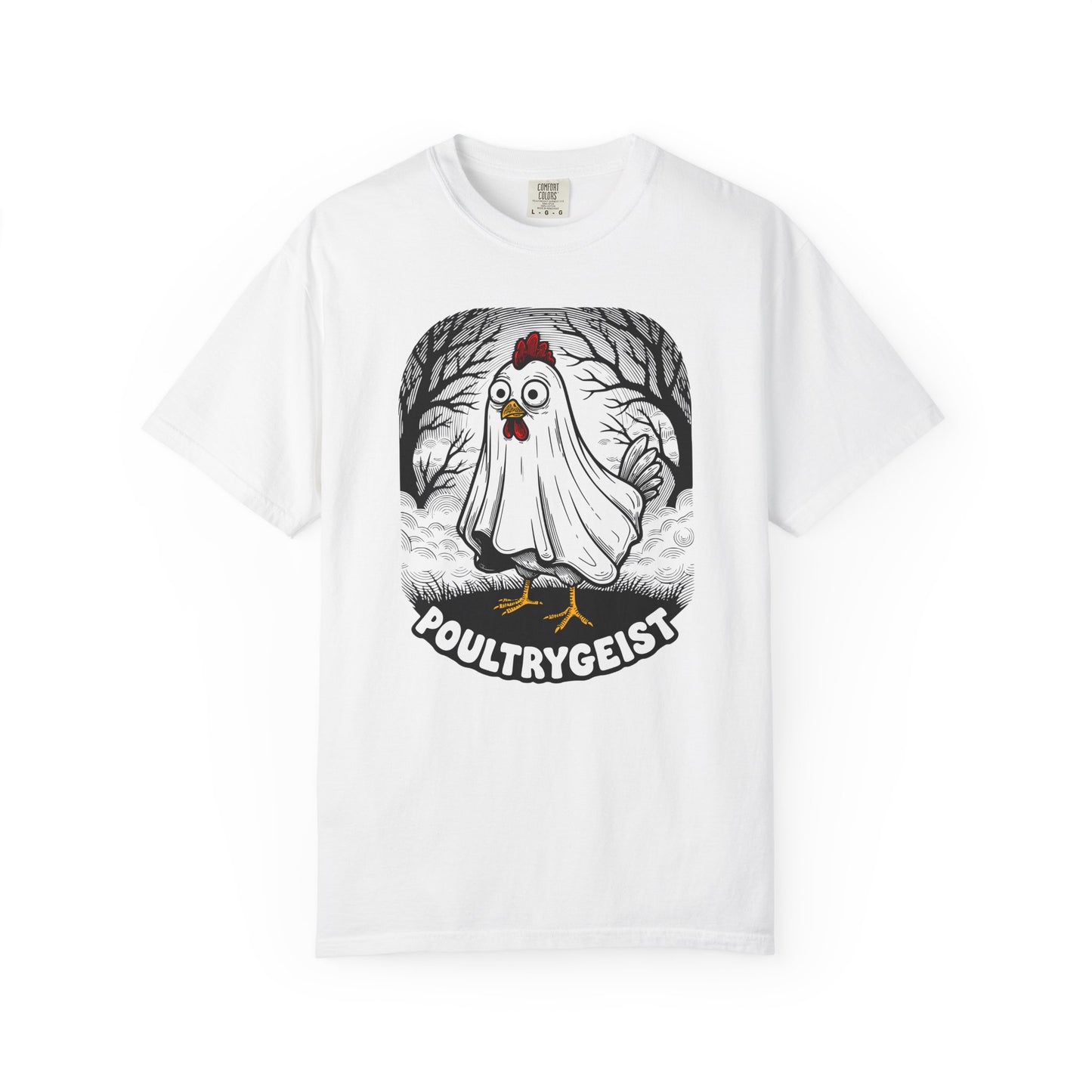 Poultrygeist T-Shirt — Funny Ghost Chicken Halloween Tee